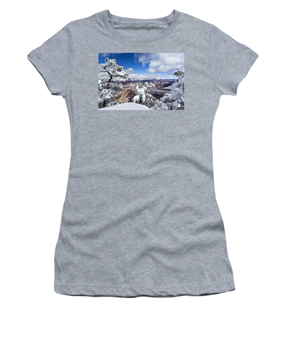 Grand Canyon Women's T-Shirt featuring the photograph Grand Canyon Winter - 1 by Paul Riedinger