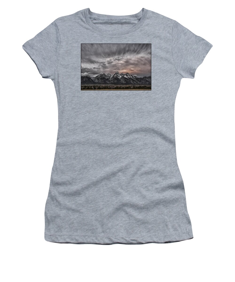 Grand Tetons Women's T-Shirt featuring the photograph Grand Teton Sunset by Erika Fawcett