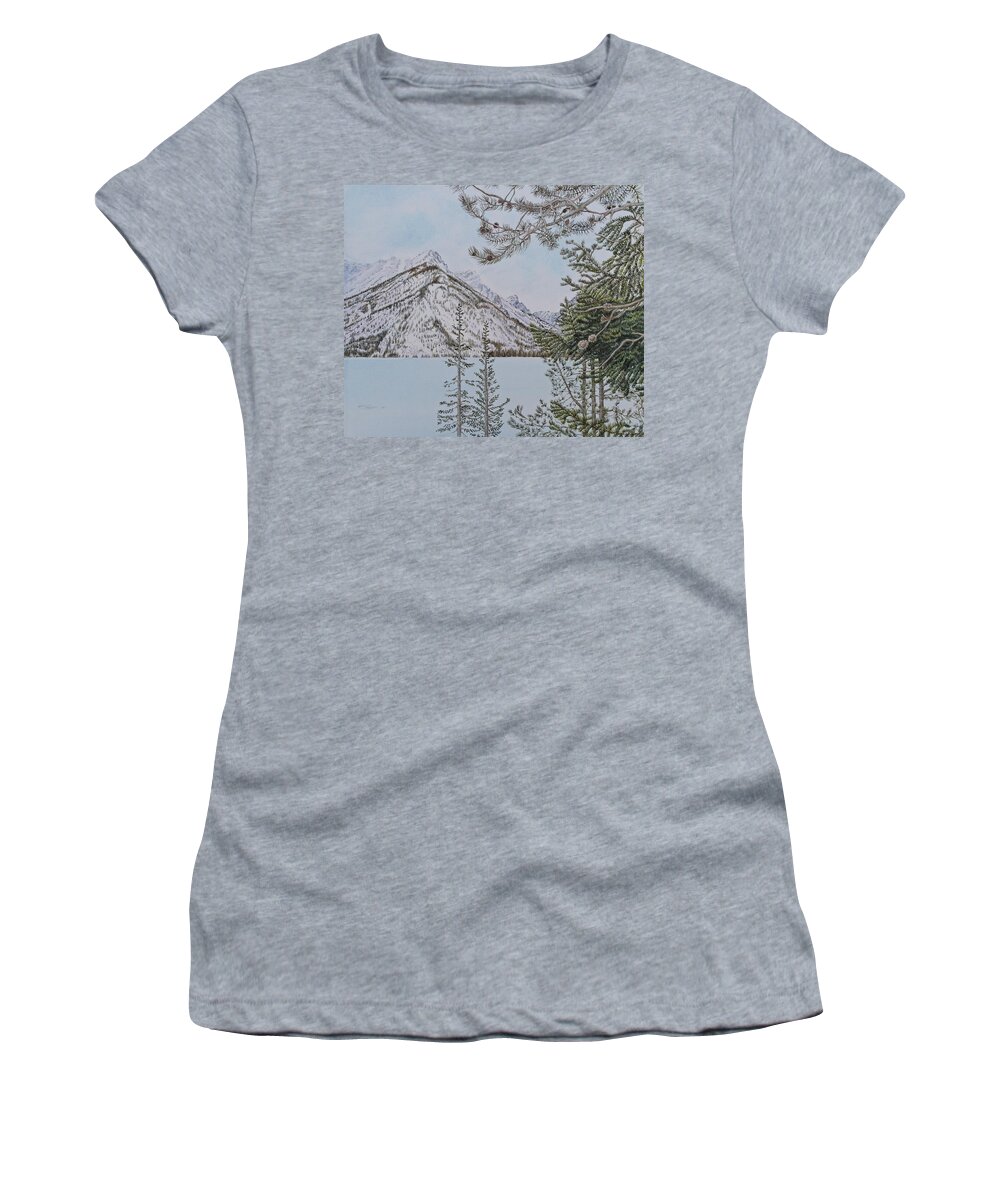 Jenny Lake Women's T-Shirt featuring the painting Grand Teton View by Michele Myers