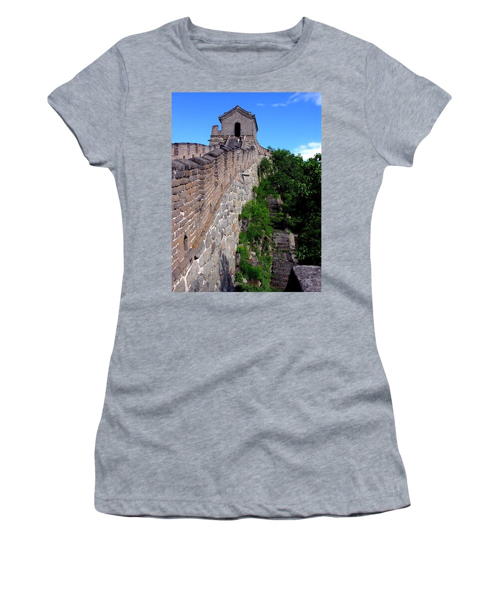 Great Wall Of China Women's T-Shirt featuring the photograph Great Wall of China at Mu Tian Yu by Jacqueline M Lewis