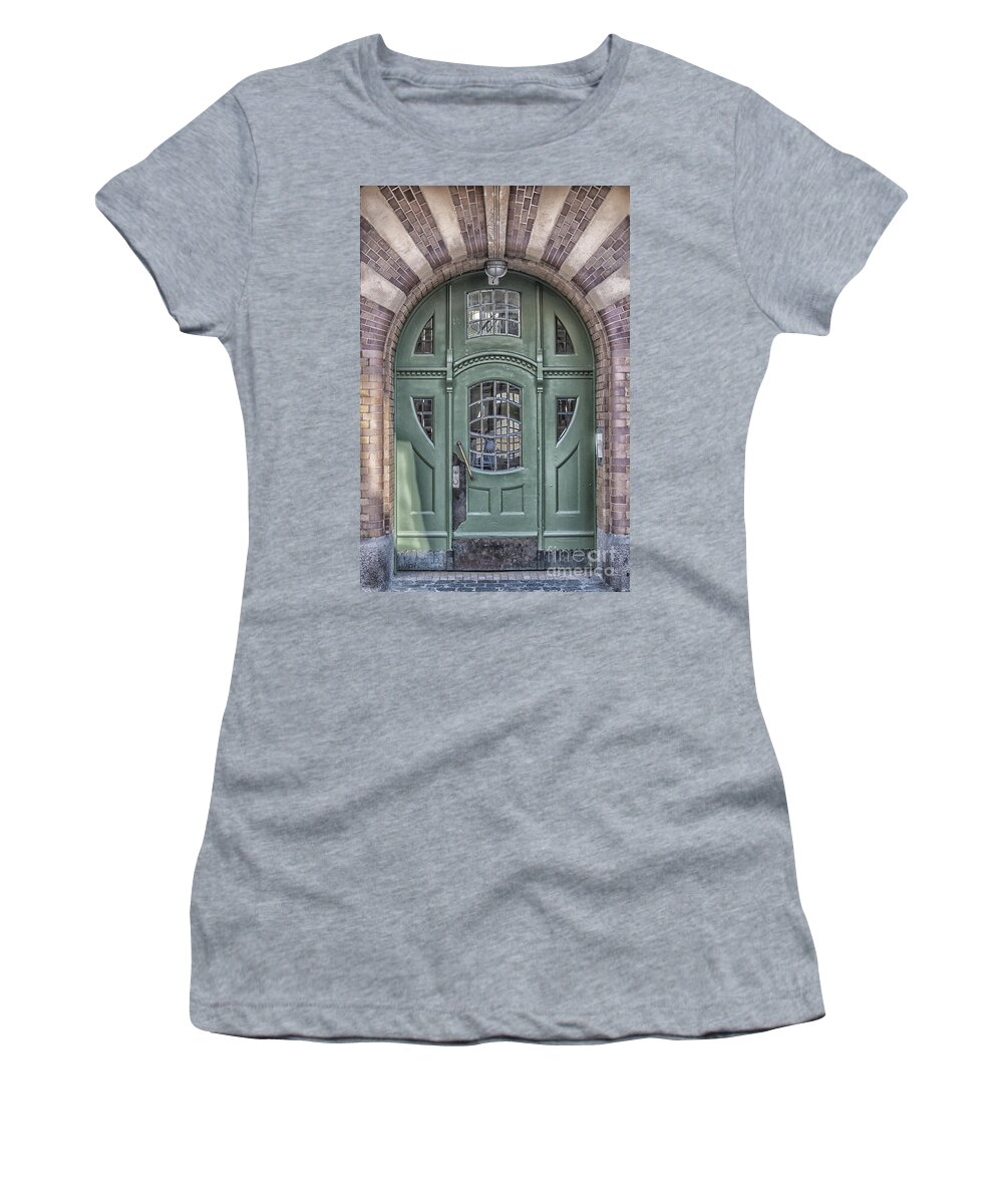 Door Women's T-Shirt featuring the photograph Green Door Art Deco Style by Antony McAulay