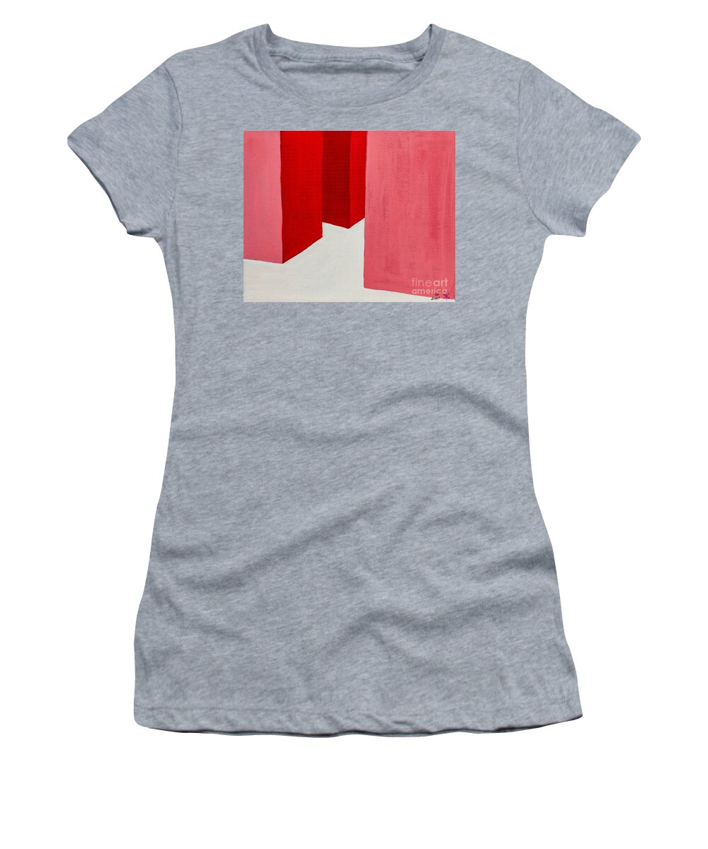 Hallway Women's T-Shirt featuring the painting Hallway red by Stefanie Forck