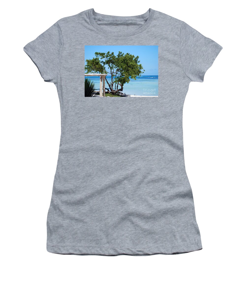 Sea Women's T-Shirt featuring the photograph Hammock Stand on Playa Blanca Punta Cana Dominican Republic by Heather Kirk