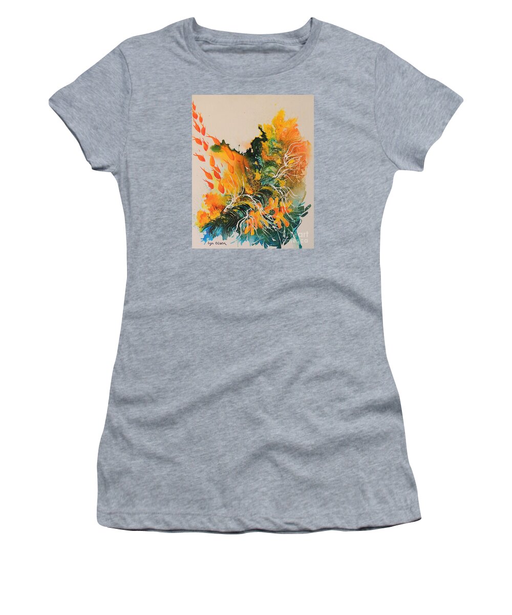 Coral Women's T-Shirt featuring the painting Heading Down #2 by Lyn Olsen