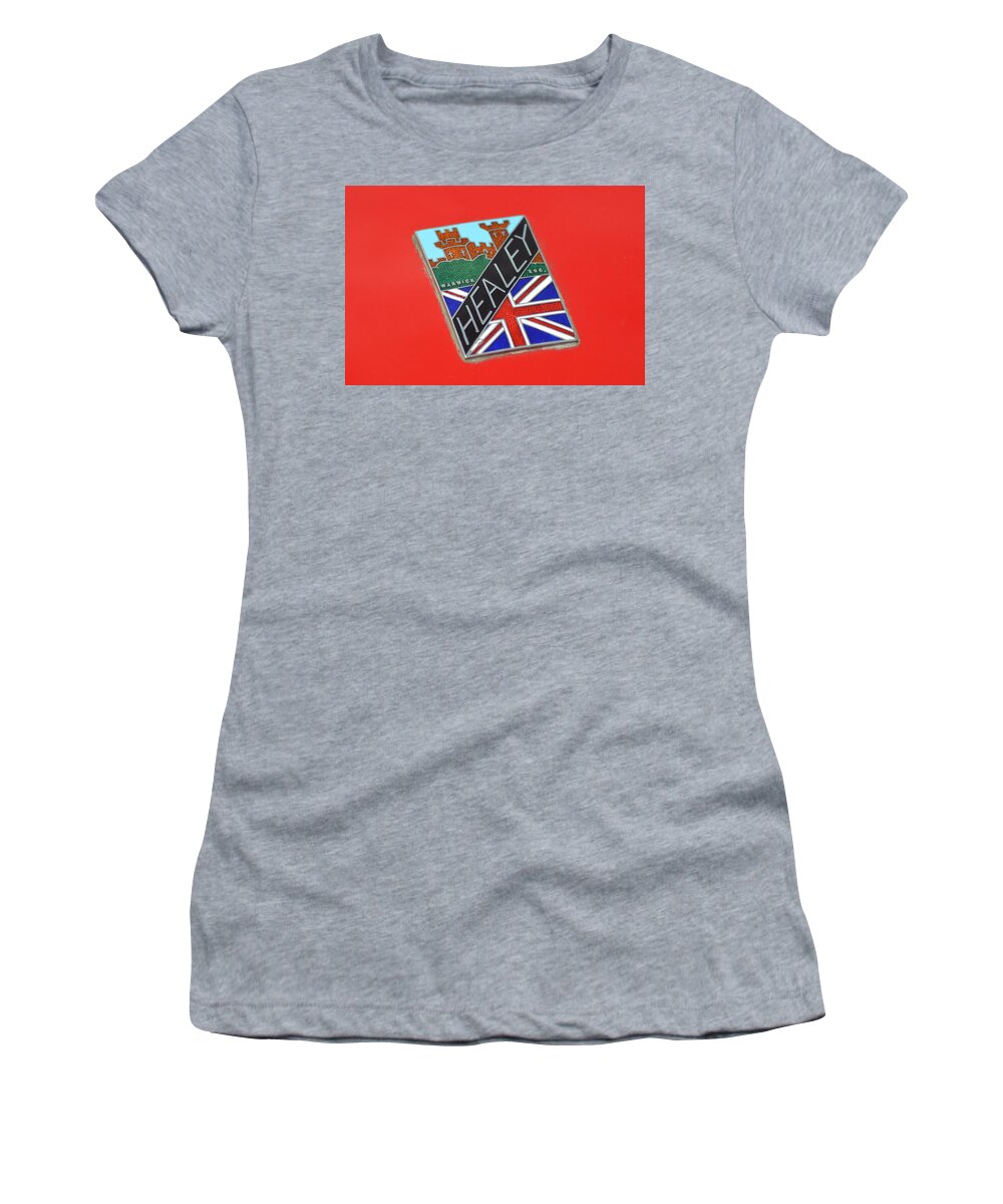 Healey Women's T-Shirt featuring the photograph Healey Silverstone D Type by Frozen in Time Fine Art Photography