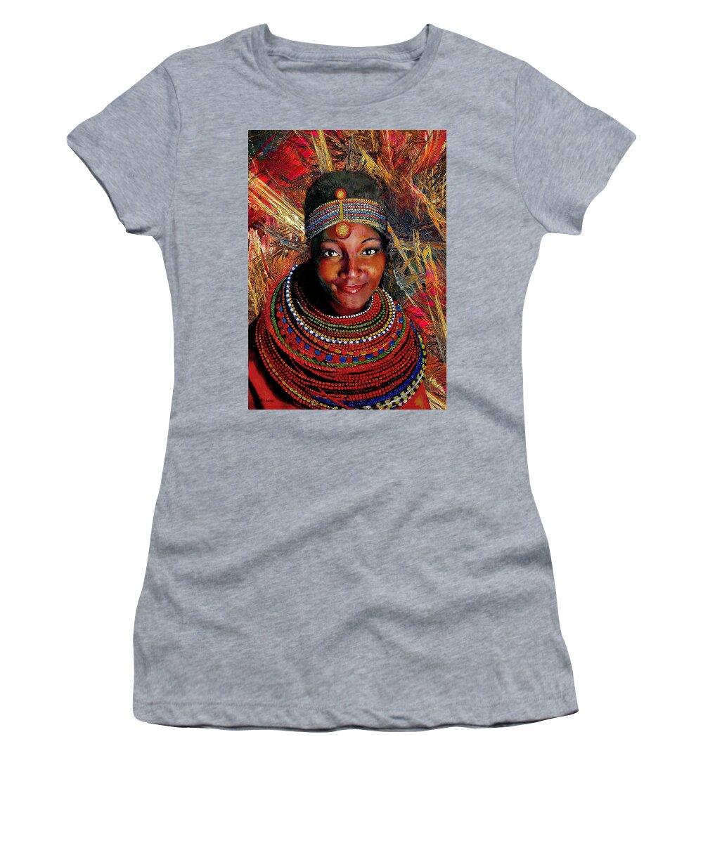 Africa Women's T-Shirt featuring the mixed media Heart of Africa by Michael Durst