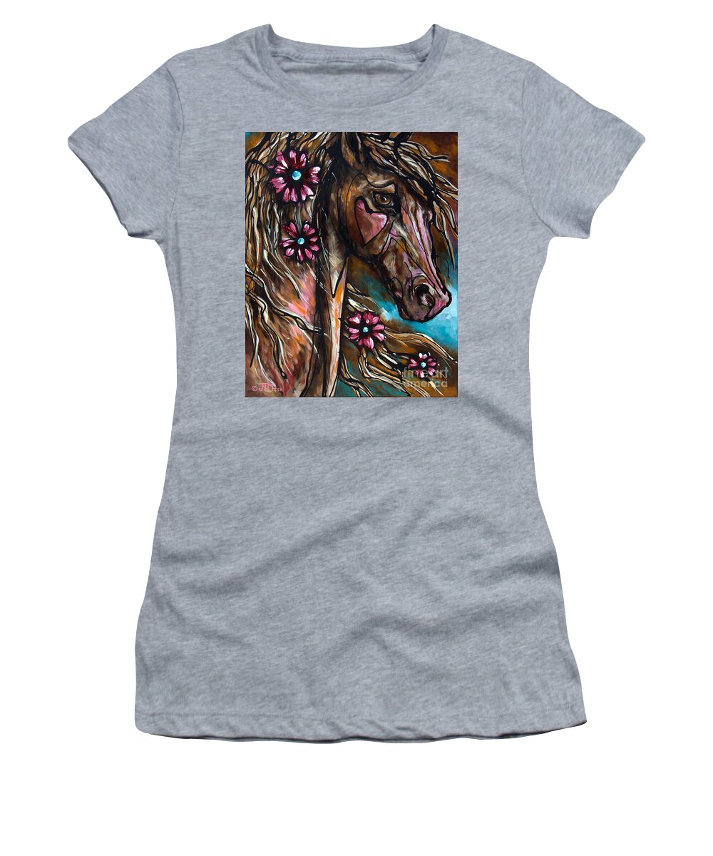 Abstract Women's T-Shirt featuring the painting Heart of the Matter by Jonelle T McCoy