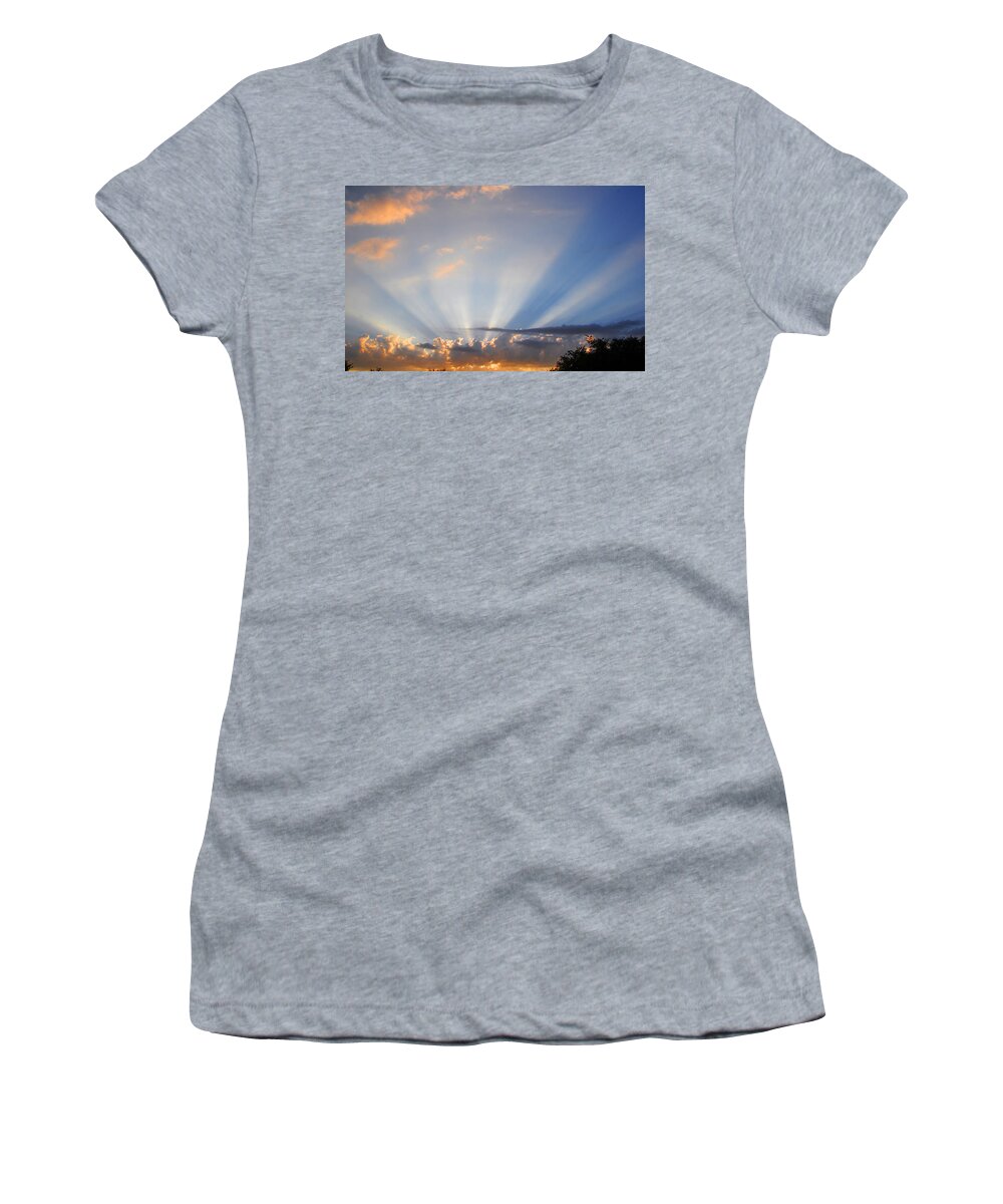 Sun Rays Women's T-Shirt featuring the photograph Heavenly Lights by Lynn Bauer