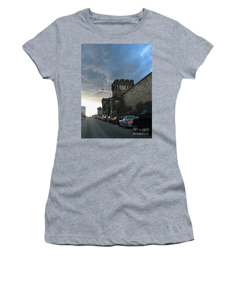 Castle Women's T-Shirt featuring the photograph Heavy Weather over Eastern State by Christopher Plummer