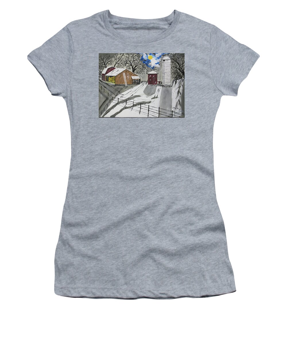  S Women's T-Shirt featuring the painting Here Comes The Sun Painting by Jeffrey Koss