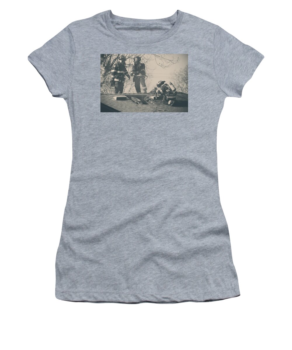 Firemen Women's T-Shirt featuring the photograph Heroes by Laurie Search