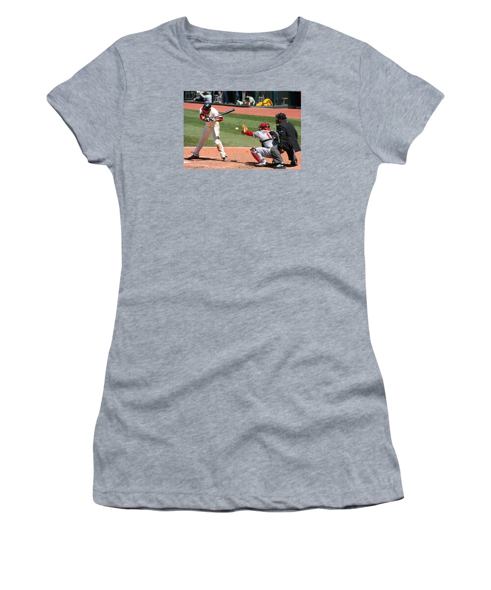 Baseball Women's T-Shirt featuring the photograph Cleveland Indians Baseball game by Valerie Collins