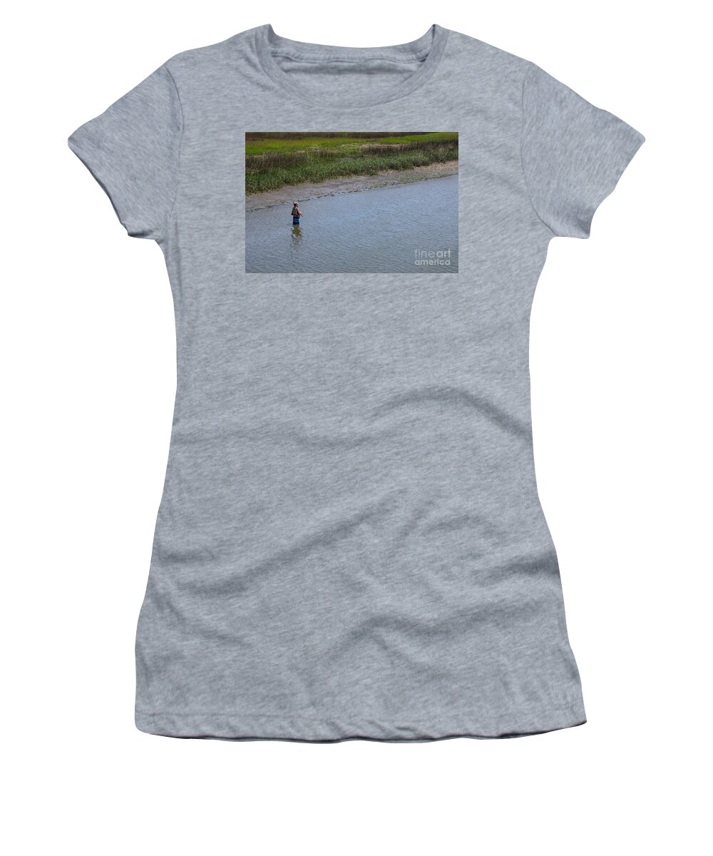 Fishing Women's T-Shirt featuring the photograph High Tide Fishing by Dale Powell