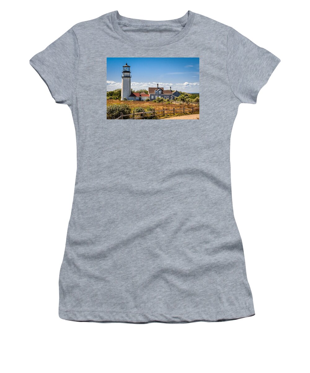 North Truro Ma Women's T-Shirt featuring the photograph Highland Light by Brian Caldwell