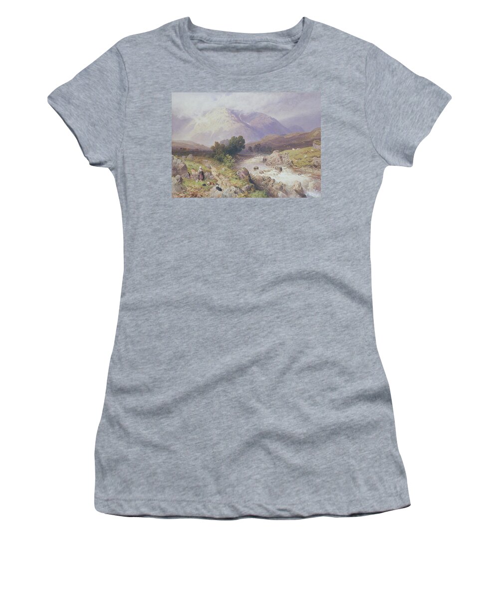 Landscape Women's T-Shirt featuring the painting Highland Scene Near Dalmally Argyll by Myles Birket Foster