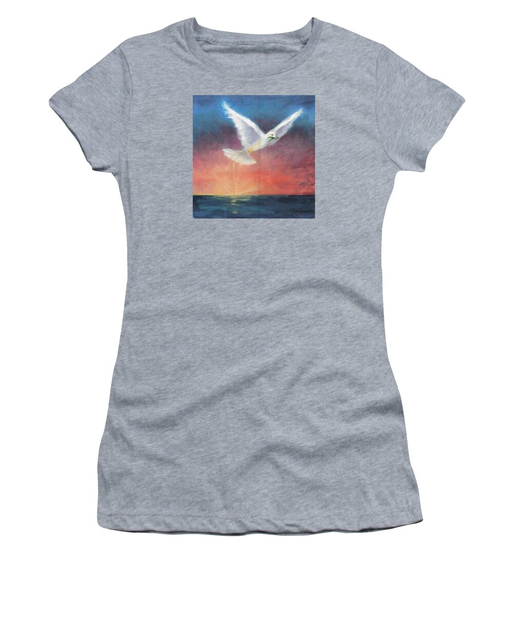 Spiritual Women's T-Shirt featuring the painting The Wings of Peace by Maria Hunt
