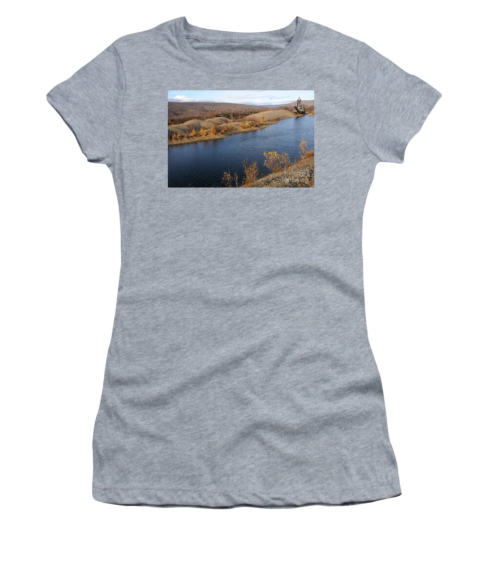 Alaska Women's T-Shirt featuring the photograph Historic Alaska Gold Dredge in Fall by Gary Whitton