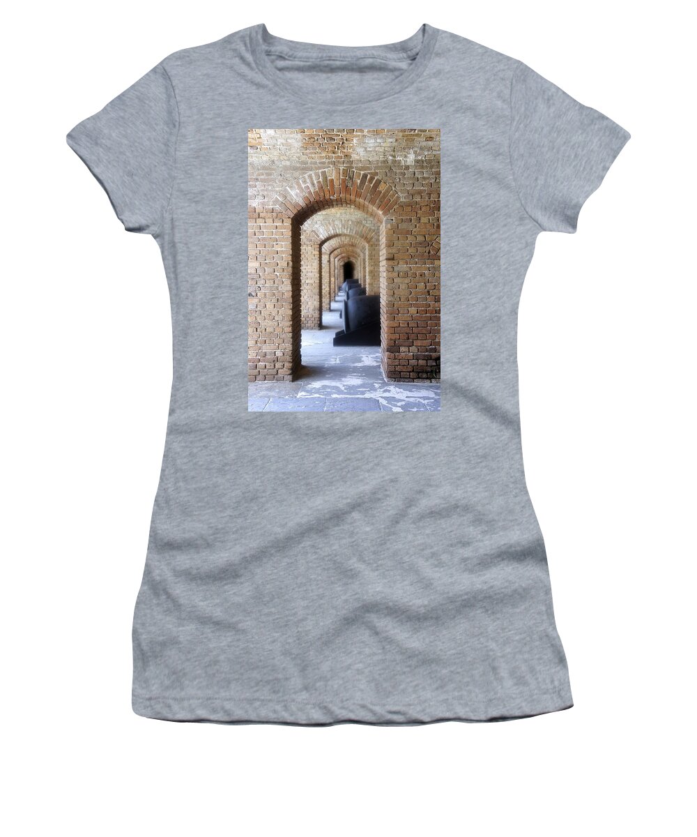 Fort Zachary Taylor Women's T-Shirt featuring the photograph Historic Hallway by Laurie Perry