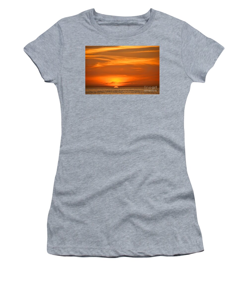 Sunset Women's T-Shirt featuring the photograph Honeymoon Island sunset by Peggy Hughes