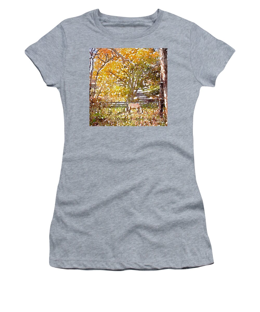 Horse Women's T-Shirt featuring the photograph Horse In The Pasture by Kerri Farley