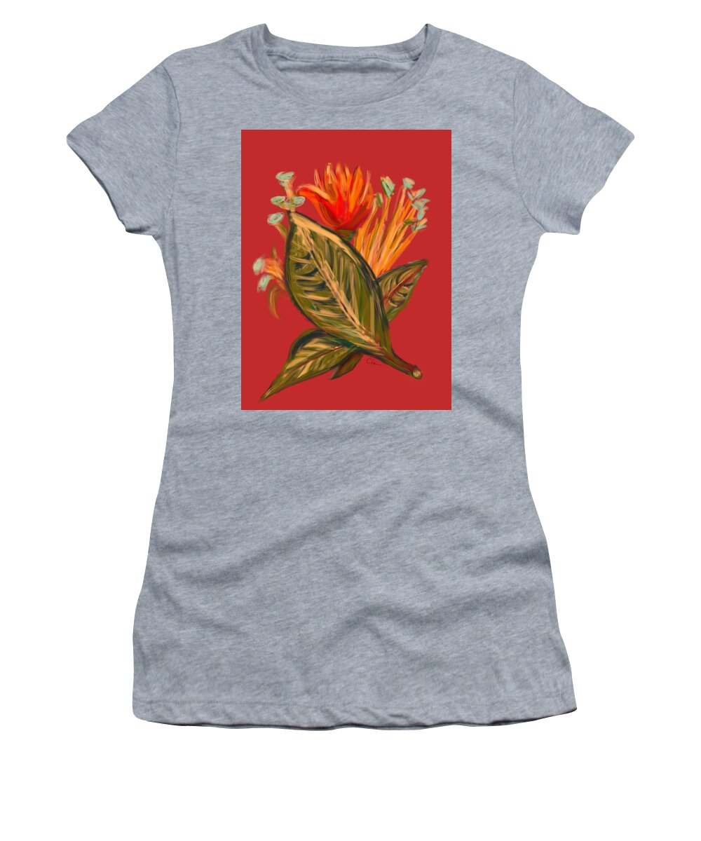 Floral Women's T-Shirt featuring the digital art Hot Tulip l by Christine Fournier