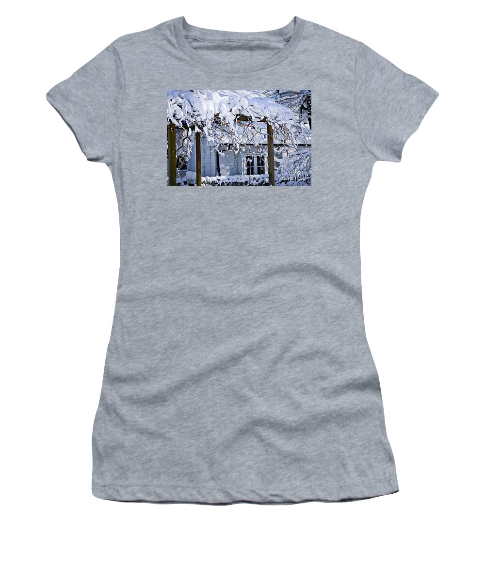 House Women's T-Shirt featuring the photograph House under snow 2 by Elena Elisseeva
