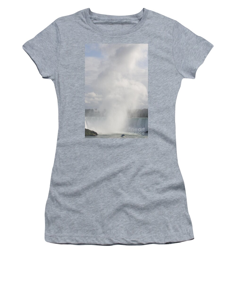 Blue Women's T-Shirt featuring the photograph Huge water colum at Niagara falls by Patricia Hofmeester