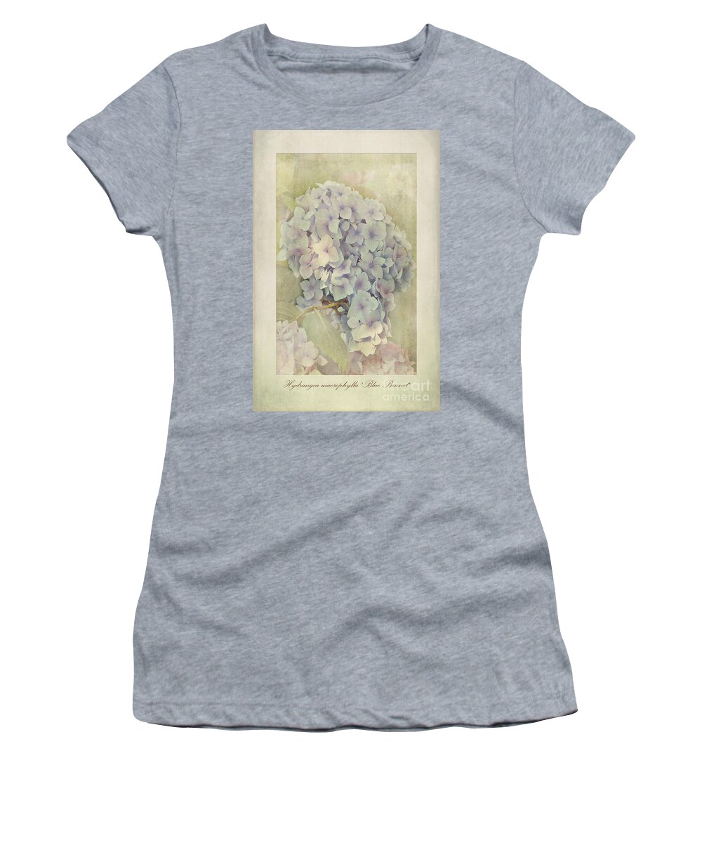 Hortensia Women's T-Shirt featuring the photograph Hydrangea macrophylla Blue Bonnet by John Edwards