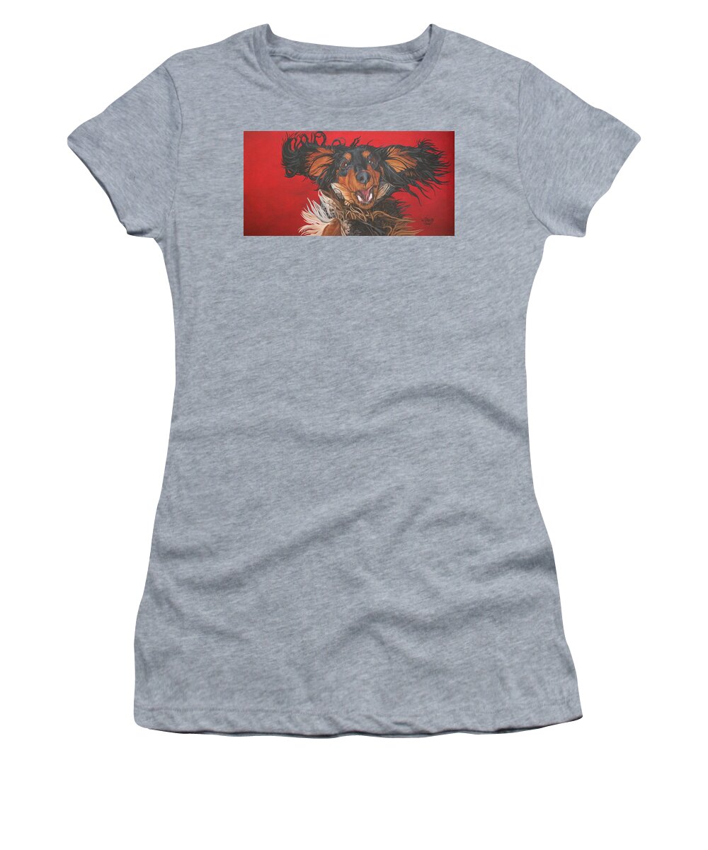 Dachshund Women's T-Shirt featuring the painting I am sooooooo HaPpY to see you by Wendy Shoults