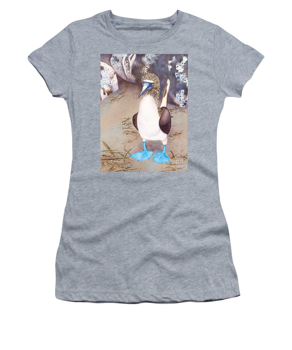 Blue-footed Boobies Women's T-Shirt featuring the painting I Love Boobies by Amanda Schuster