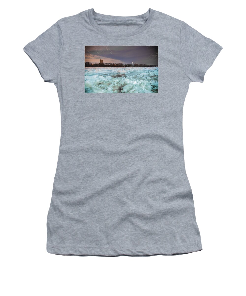 New Jersey Women's T-Shirt featuring the photograph Ice Jam by Kristopher Schoenleber