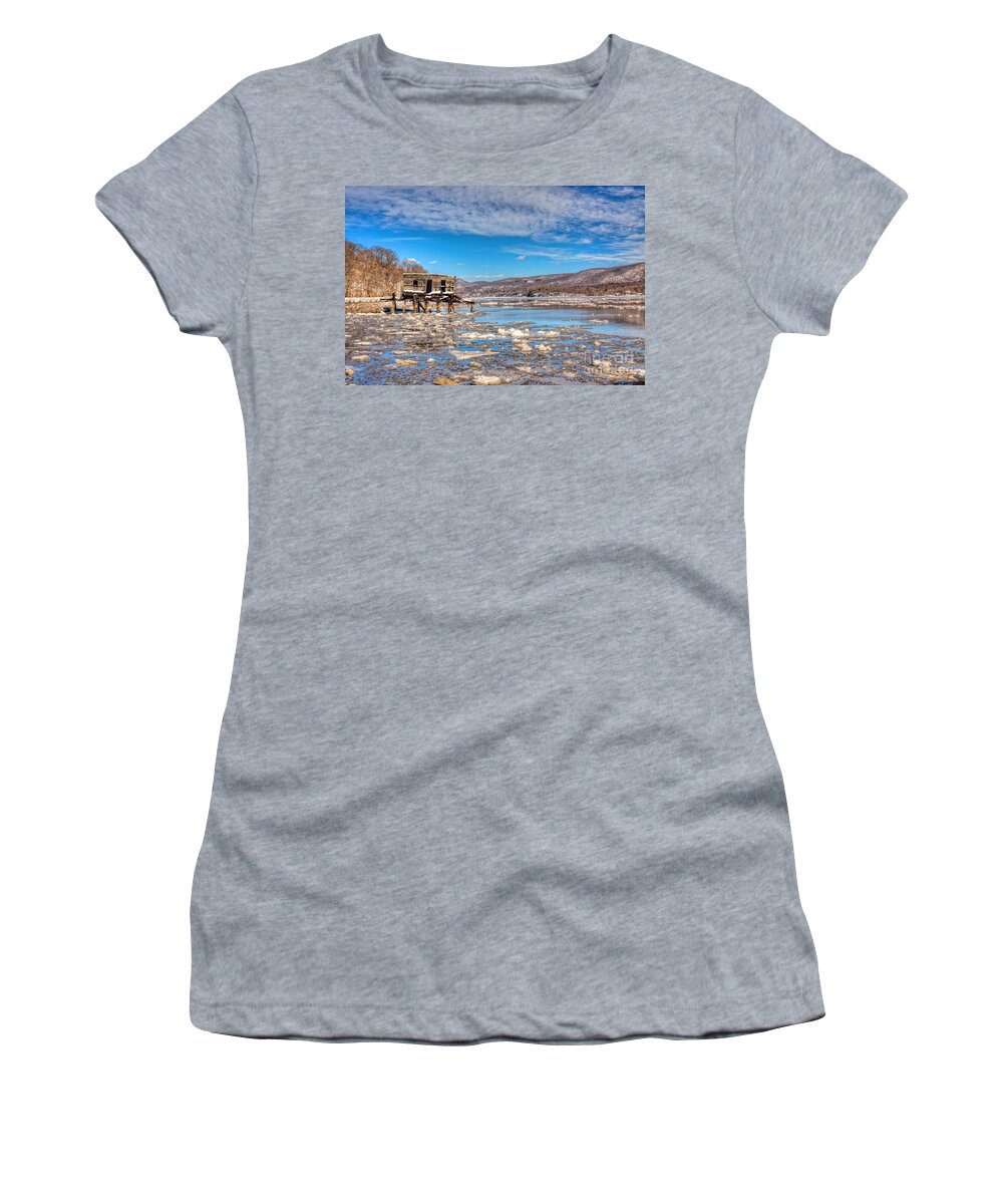 Fort Montgomery Ny Women's T-Shirt featuring the photograph Ice Shack by Rick Kuperberg Sr