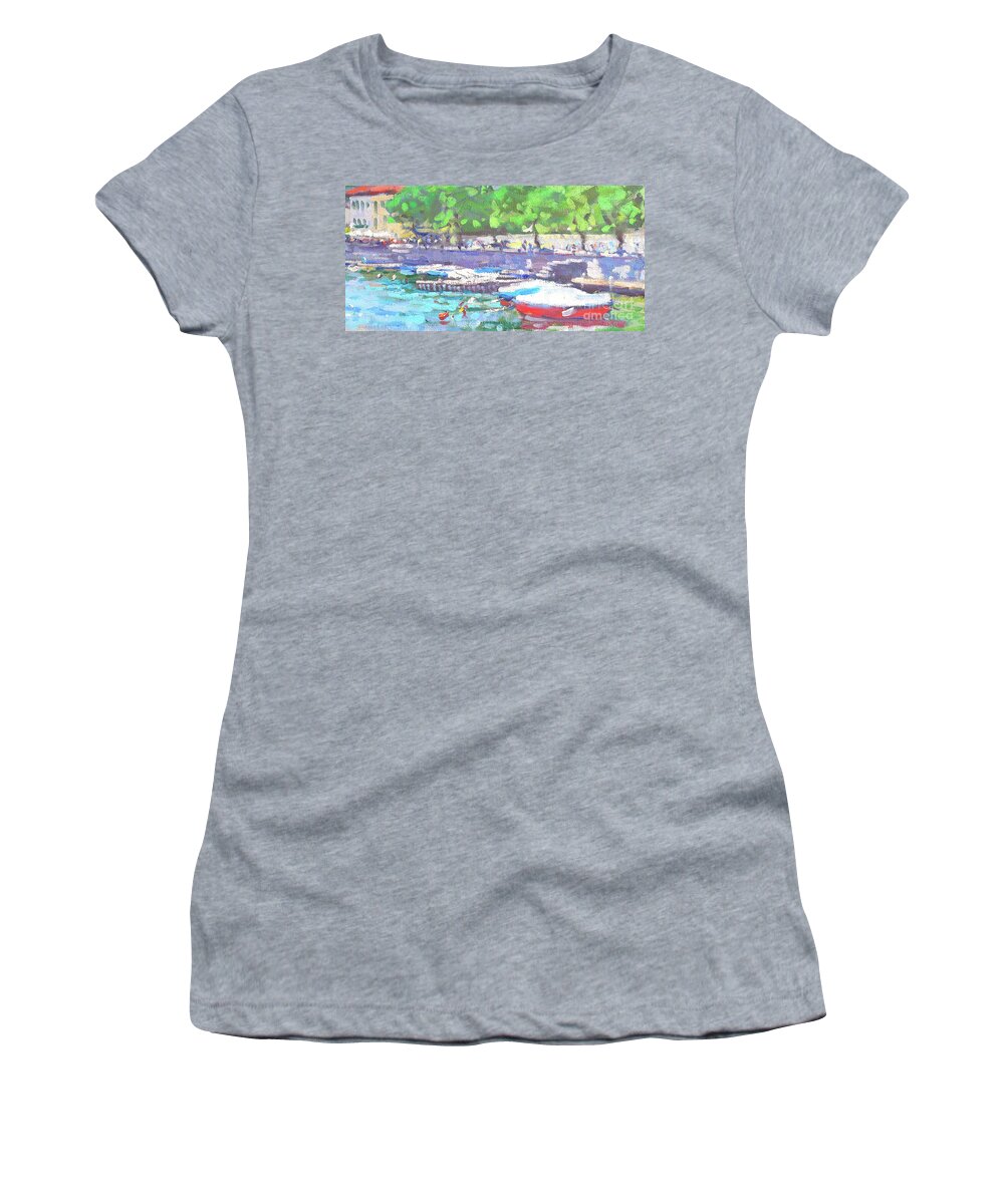 Lenno Women's T-Shirt featuring the painting Caught In Summer by Jerry Fresia