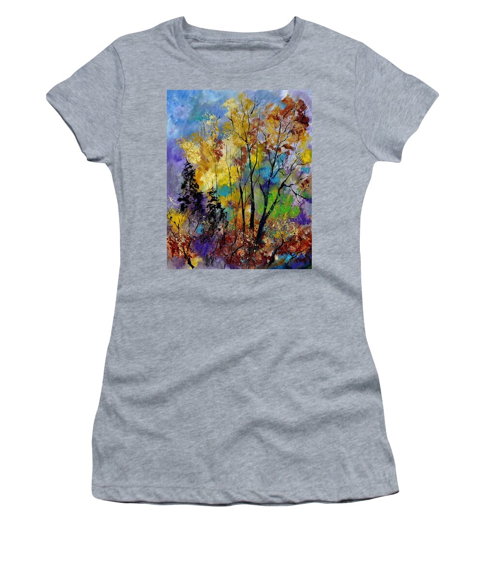 Landscape Women's T-Shirt featuring the painting In The Wood 563190 by Pol Ledent