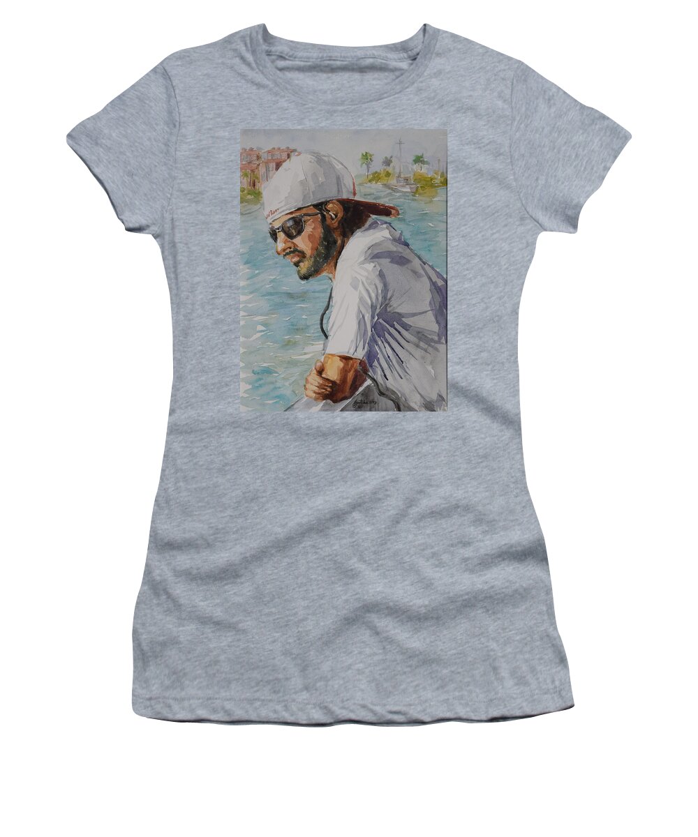 On The Boat Women's T-Shirt featuring the painting In Tuned by Jyotika Shroff