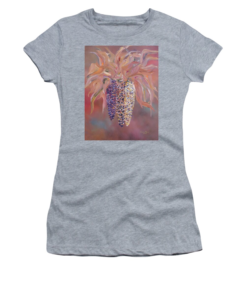 Indian Women's T-Shirt featuring the painting Indian Corn by Judith Rhue