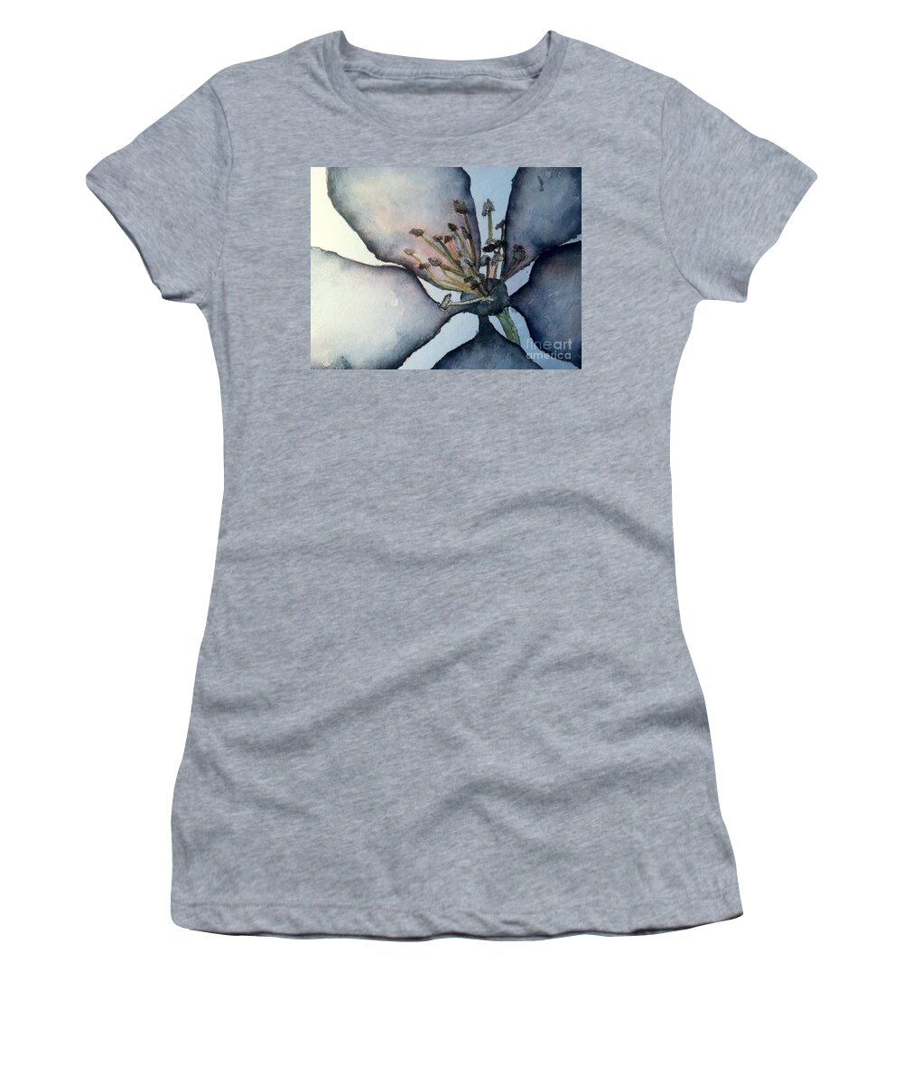 Owl Women's T-Shirt featuring the painting Indigo by Sherry Harradence