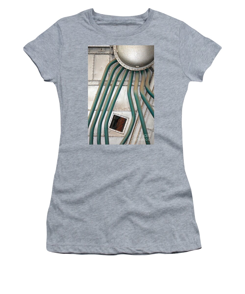 Mechanical Art Machinery Alien Legs Industrial Pipes Pipe Women's T-Shirt featuring the photograph Industrial Art by Julia Gavin