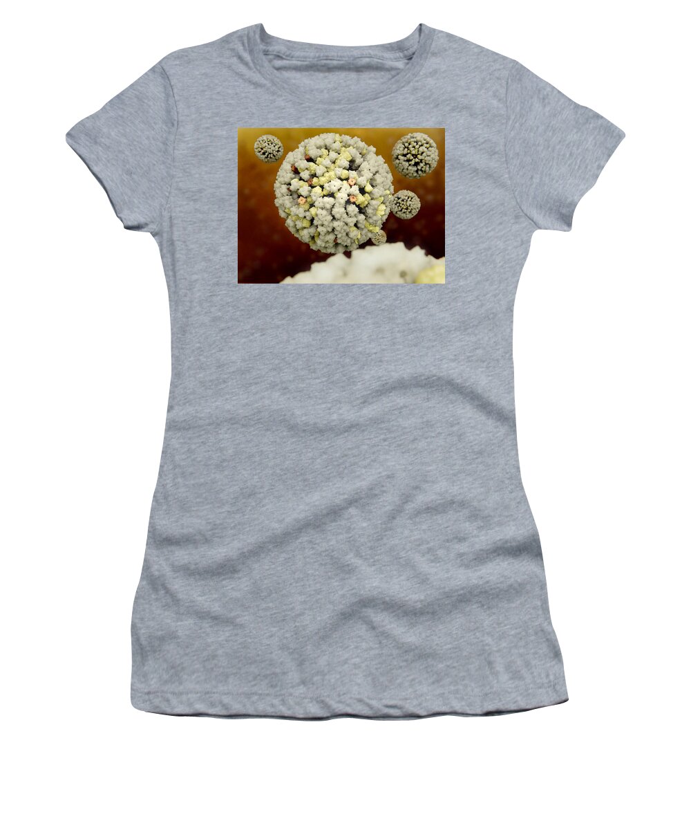 3d Artwork Women's T-Shirt featuring the photograph Influenza Viruses by Juan Gaertner