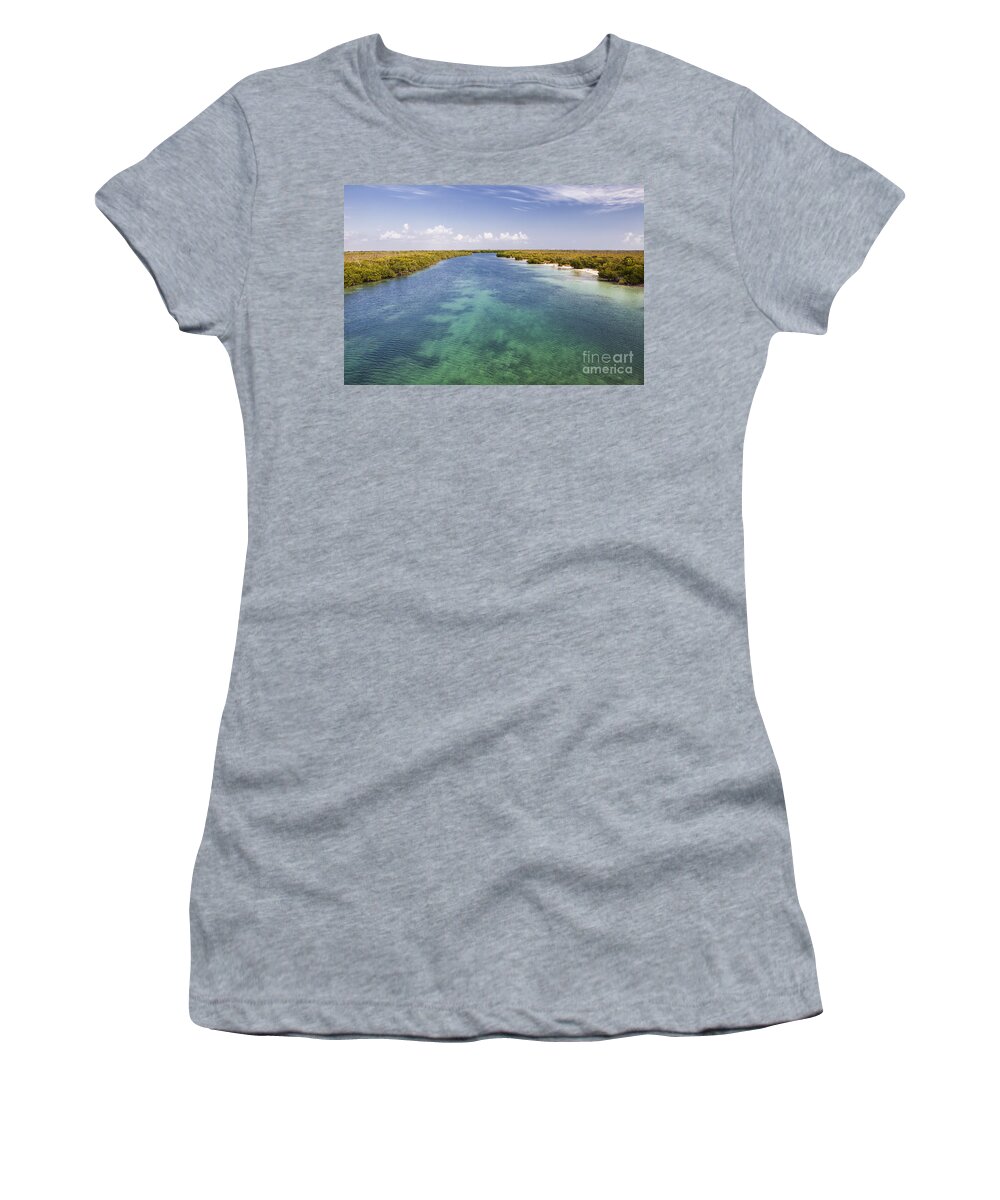 Cancun Women's T-Shirt featuring the photograph Inlet leading to caribbean ocean by Bryan Mullennix