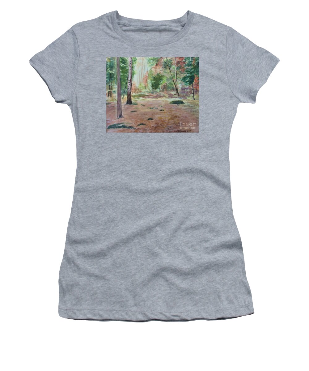 Into The Forest Women's T-Shirt featuring the painting Into The Forest by Martin Howard