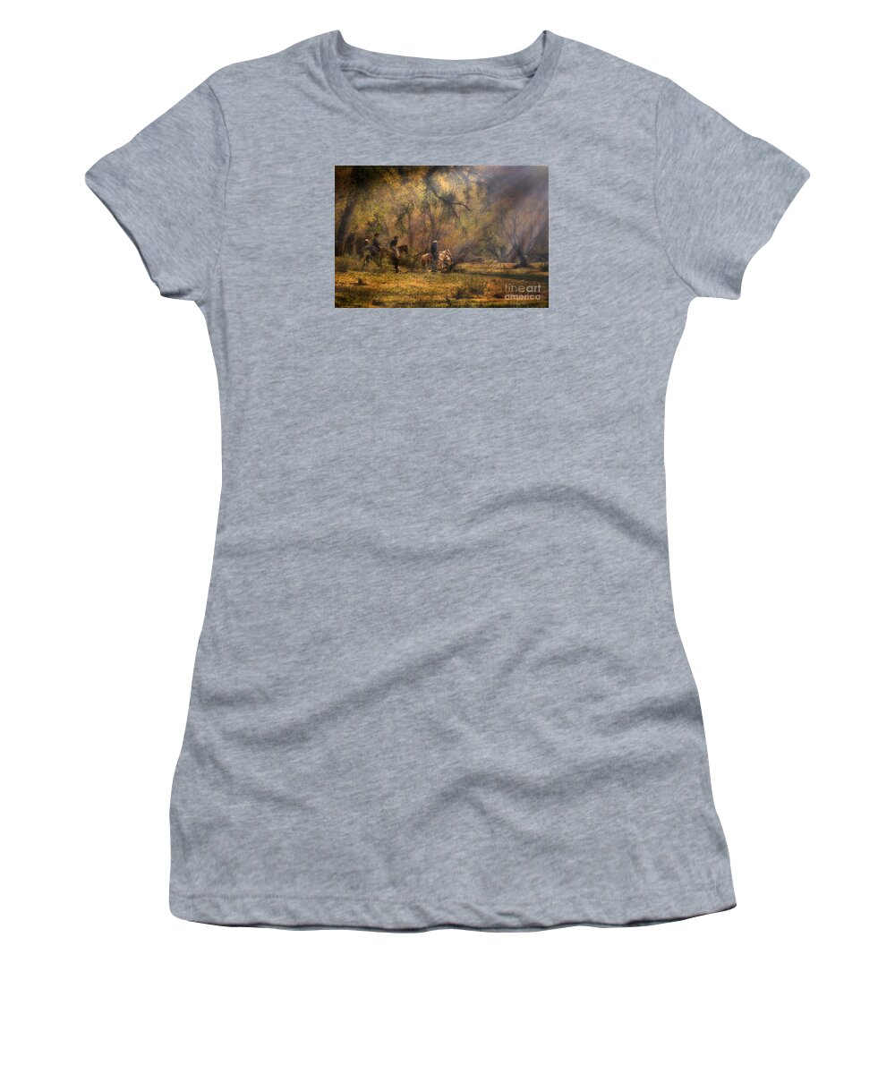 Cowboys Women's T-Shirt featuring the photograph Into the Light by Priscilla Burgers