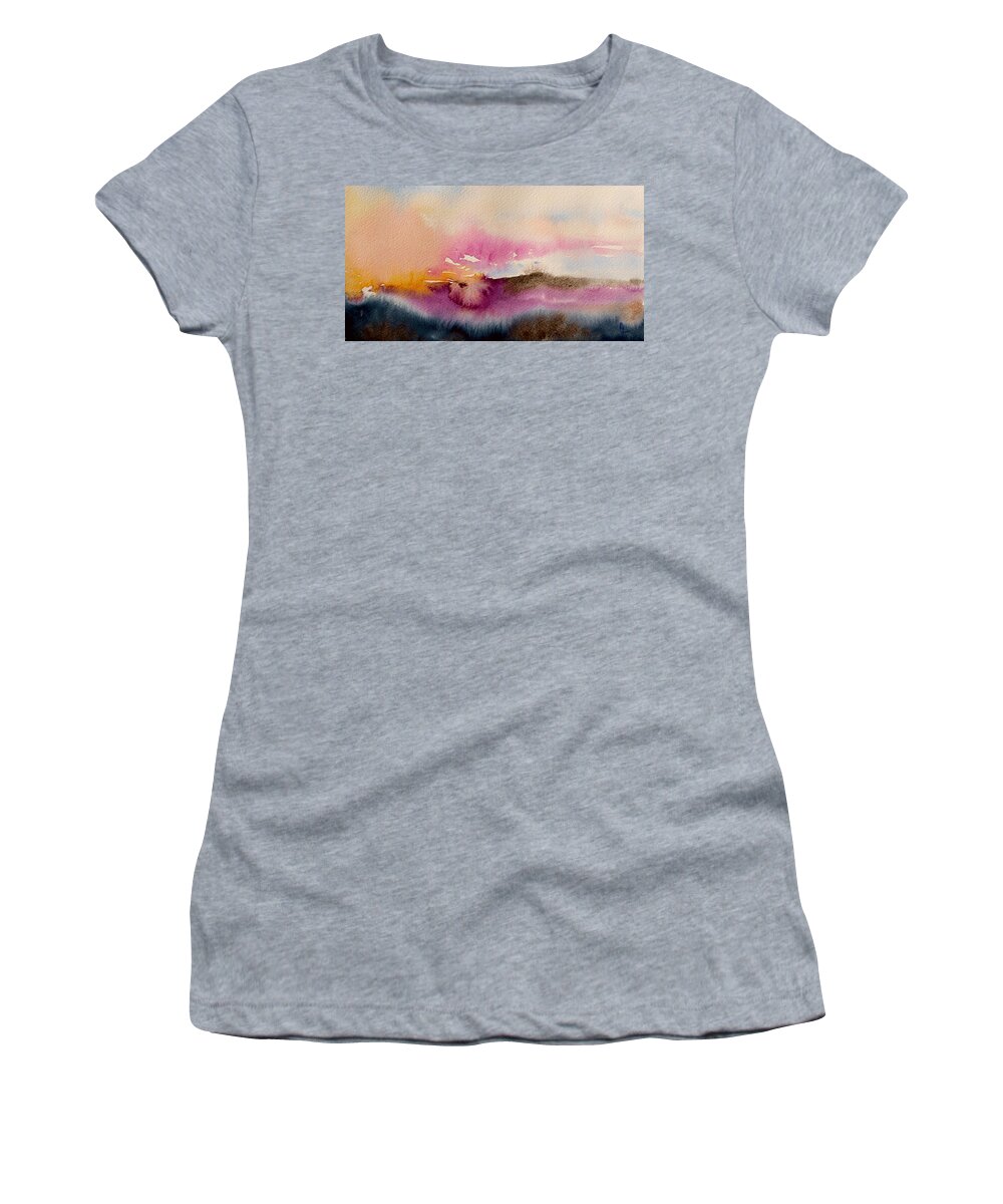 Purple Women's T-Shirt featuring the painting Into The Mist II by Beverley Harper Tinsley
