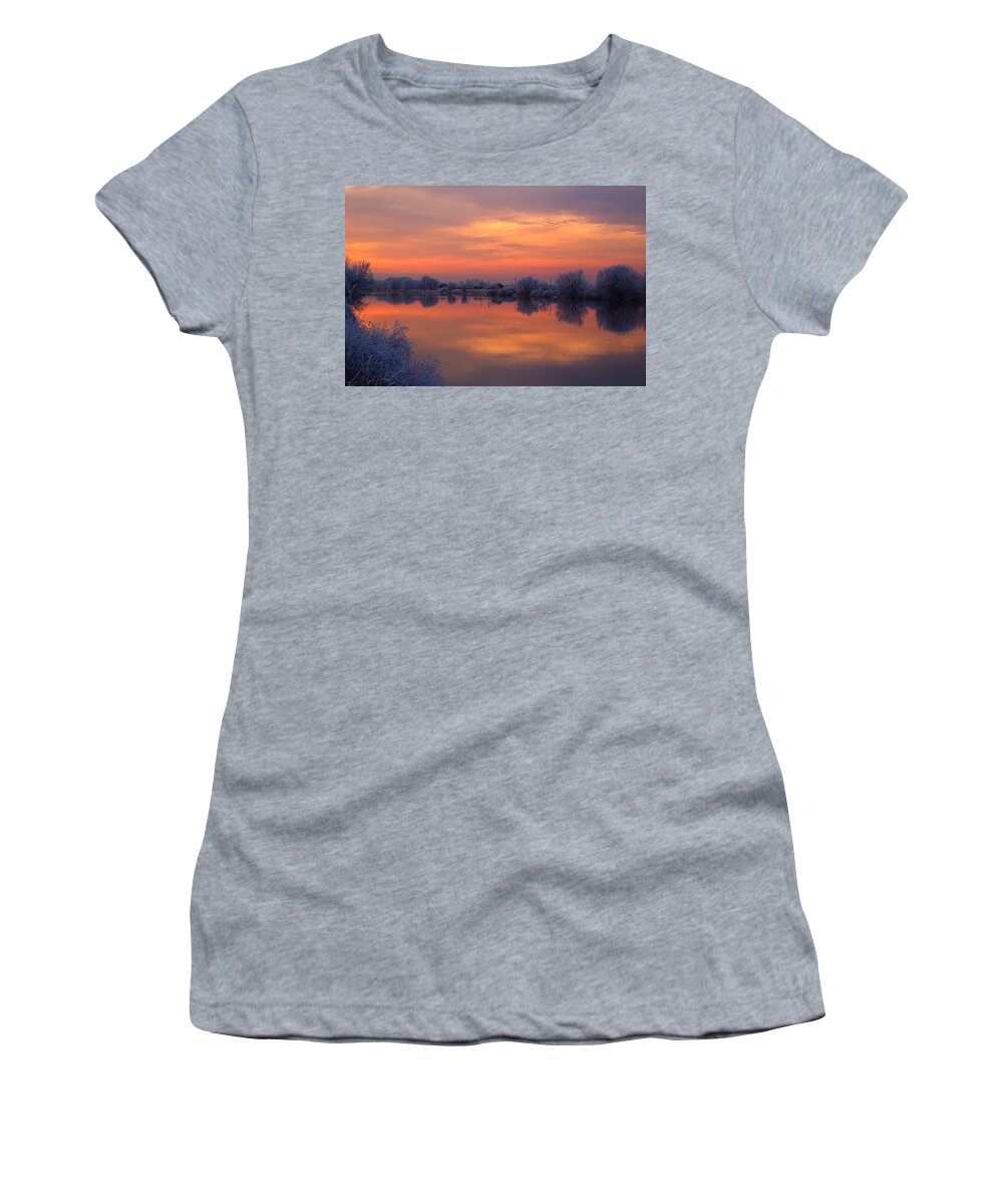Sunset Women's T-Shirt featuring the photograph Iridescent sunset by Lynn Hopwood