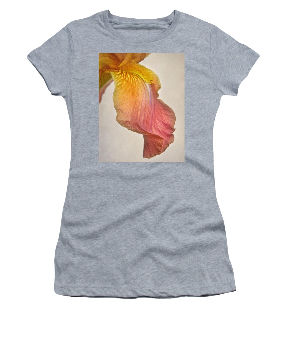 Black And White Women's T-Shirt featuring the photograph Iris Petal by David and Carol Kelly