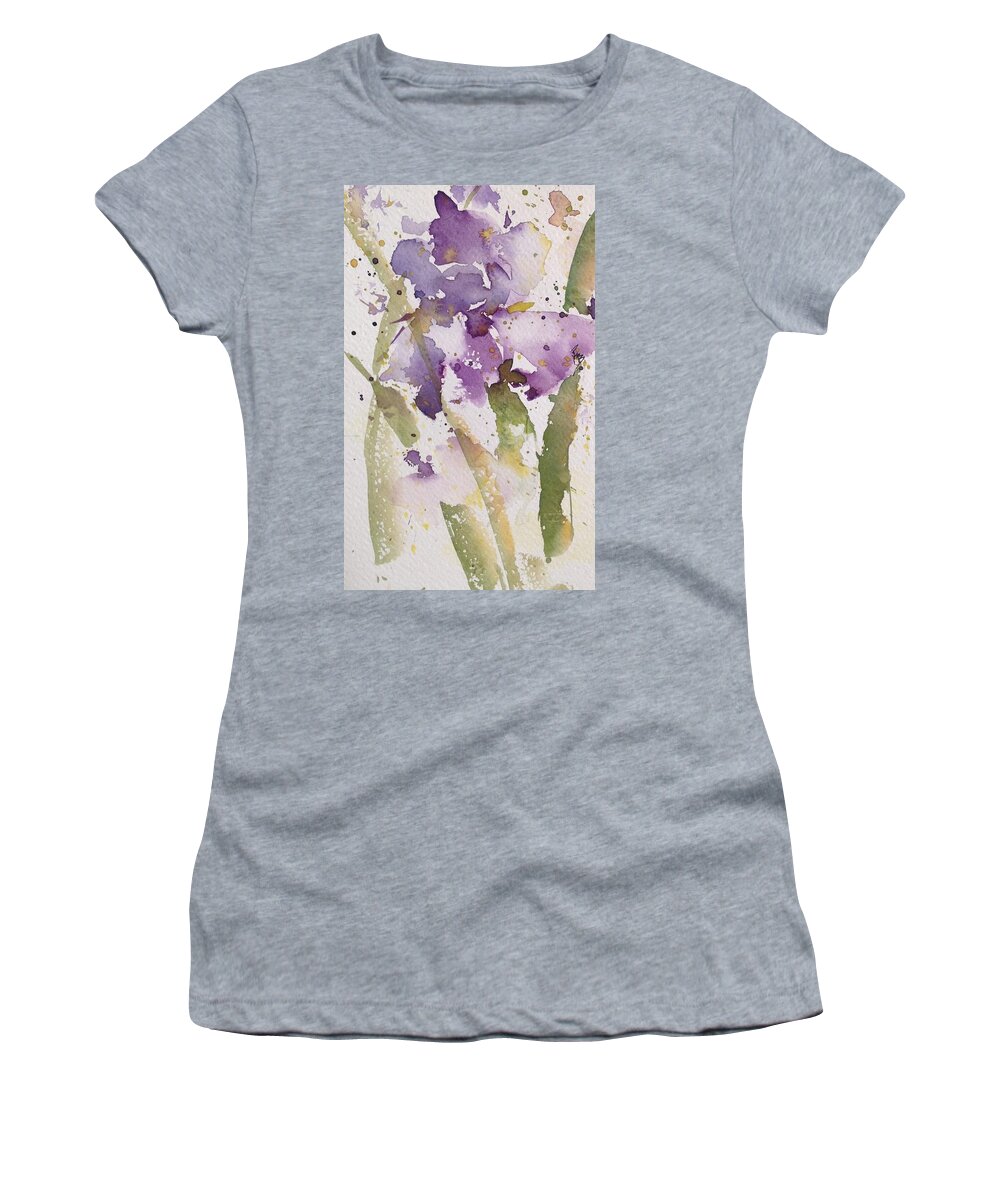 Irises Women's T-Shirt featuring the painting Iris Study #3 by Robin Miller-Bookhout