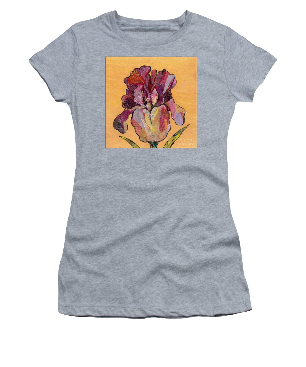 Flower Women's T-Shirt featuring the painting Iris V - Series V by Shadia Derbyshire