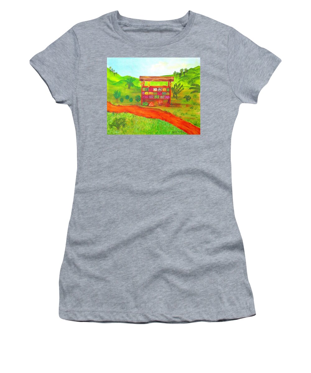 Painting Women's T-Shirt featuring the painting Island Fruit Stand by Ashley Goforth