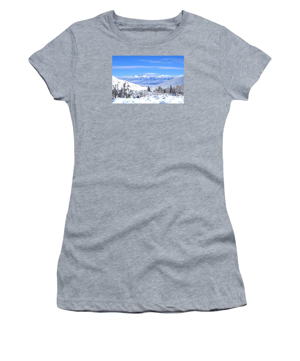 White Women's T-Shirt featuring the photograph It Snowed by Marilyn Diaz