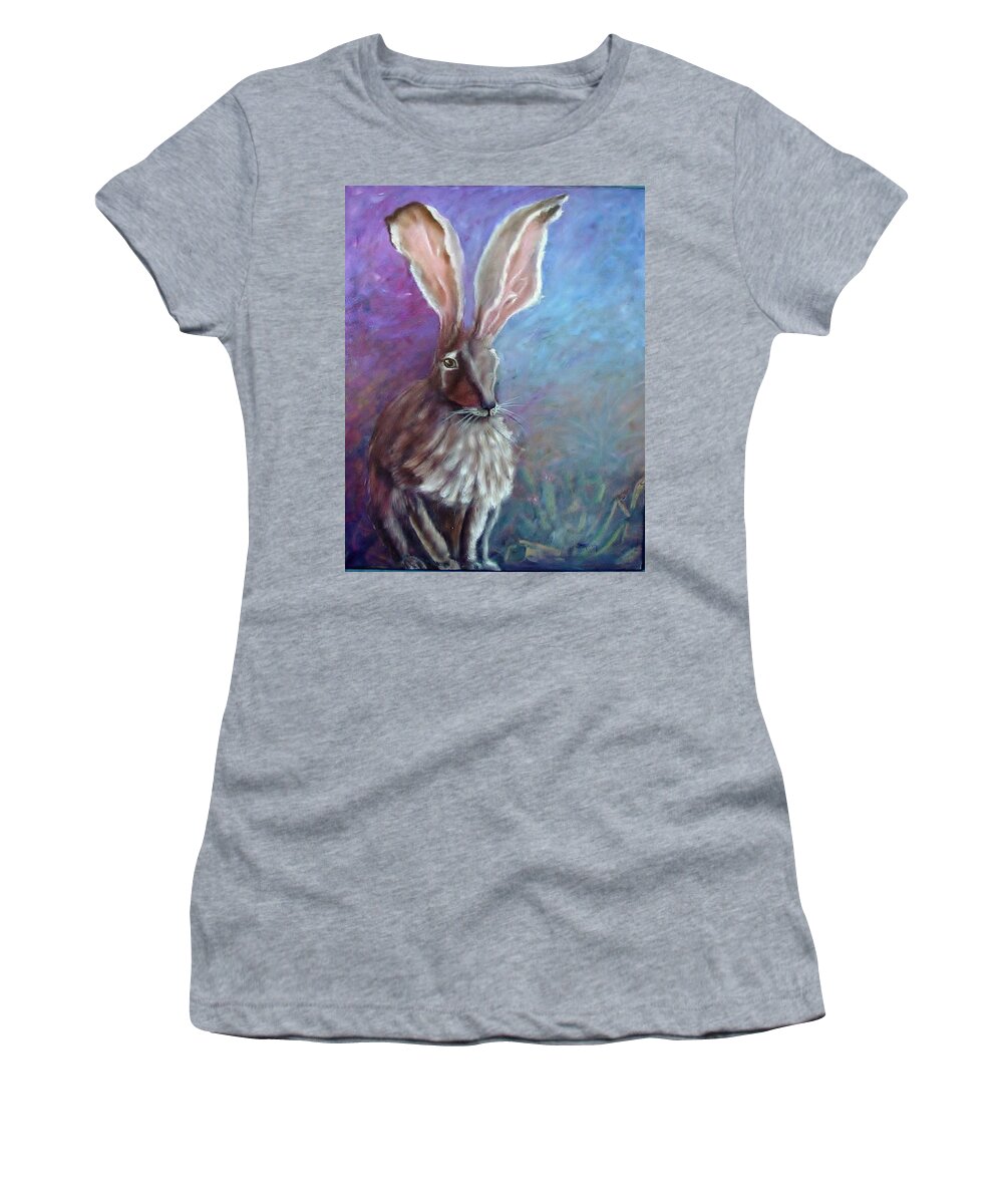 Rabbit Women's T-Shirt featuring the painting Jack Rabbit by Sherry Strong